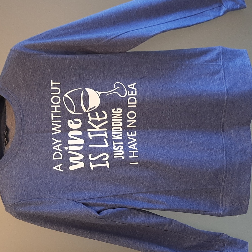 Lilicloth Graphic long sleeve t-shirt.  Never worn. Large. Blue. Wine st…